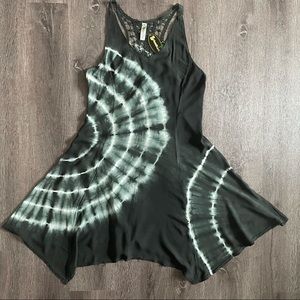 NWT Shoreline Black Tie Dye Cover Up Mini Dress (S